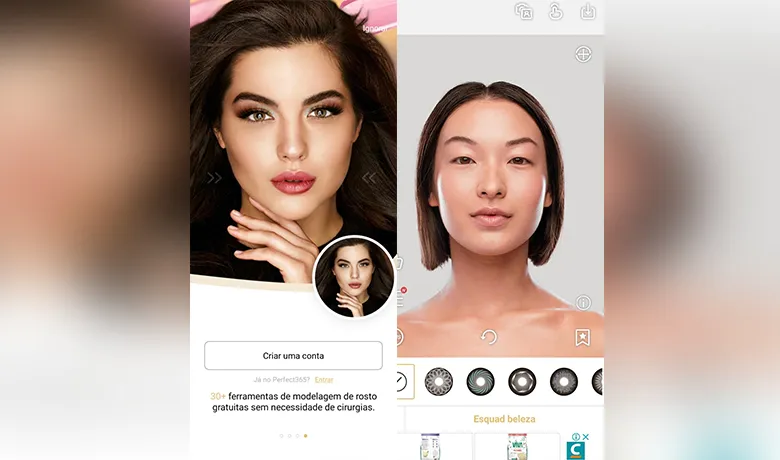 Interface do Perfect365