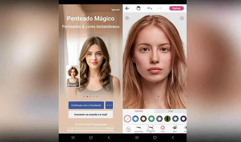 Interface do YouCam Makeup