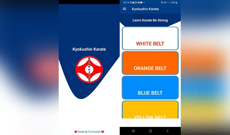 Interface de l'application Kyokushin Karate Training