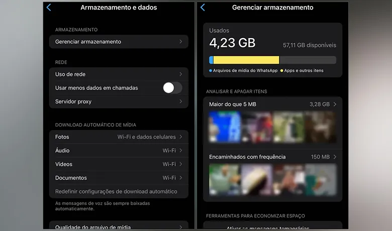 Liberar arquivos grandes do Whatsapp pode abrir muito espáço na memória