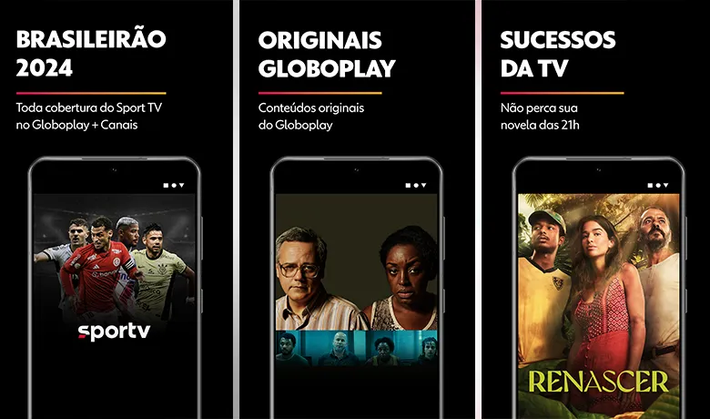 Interface do app Globoplay