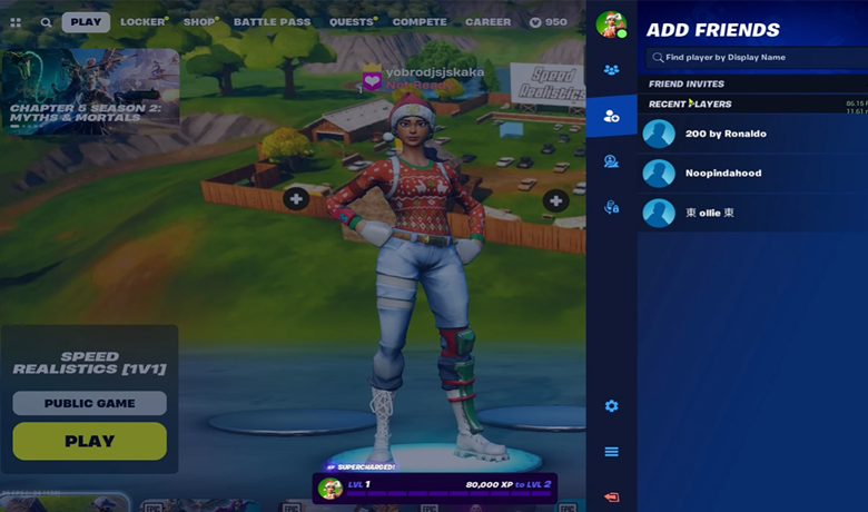 Lobby du jeu Fortnite