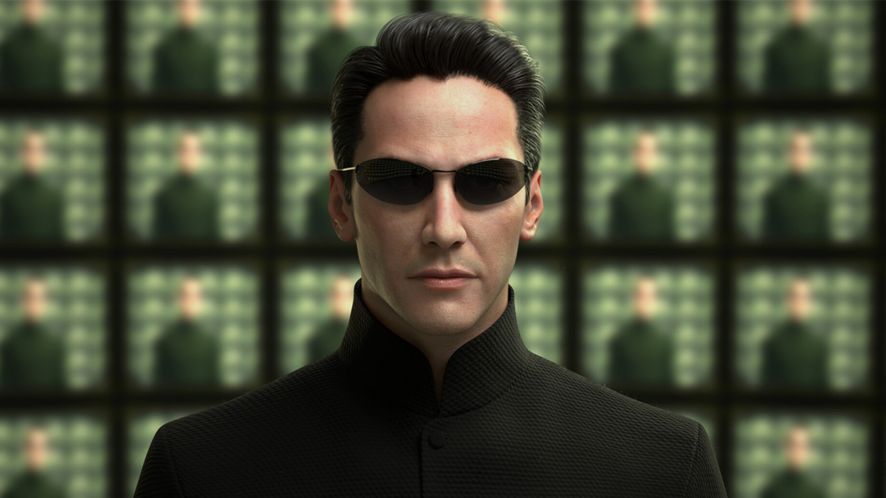 Aktor Keanu Reeves dalam karakternya sebagai Neo dari film The Matrix.