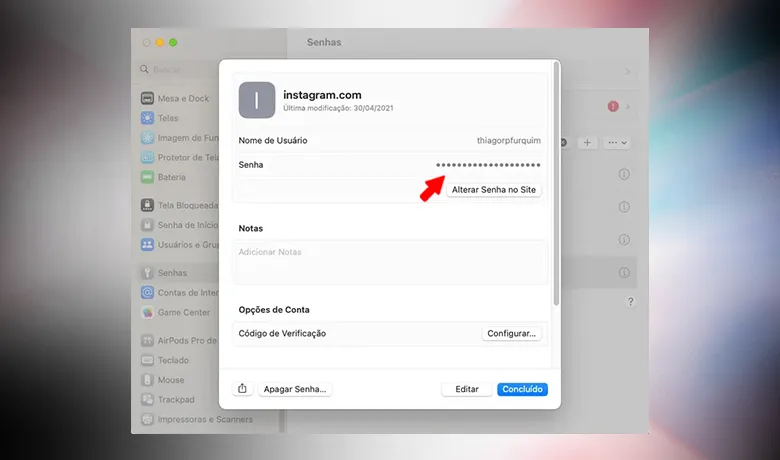 Recuperando a senha pelo macOS