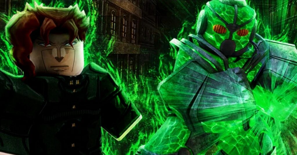 Imagen con personajes del anime JoJo's Bizarre Adventure con el diseño de Roblox