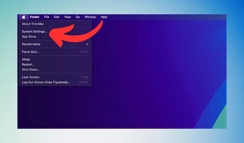 Acessando as configurações de sistema do macbook