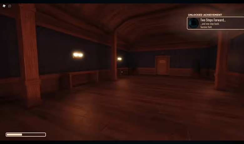 Empty room with wooden floor and ceiling and first person view.