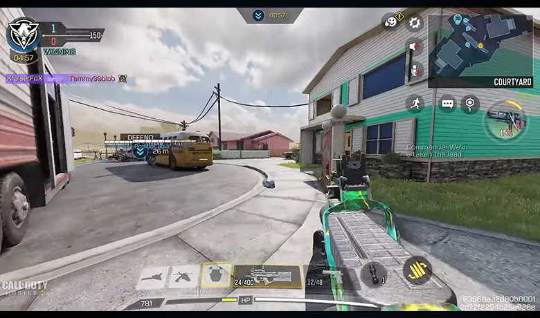 Screenshot showing a street and several houses in first person.