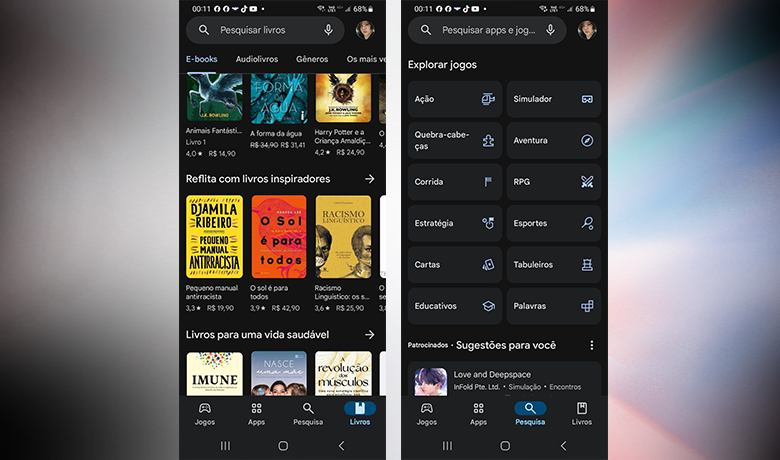 Captura de pantalla que muestra la interfaz de Google Play Books