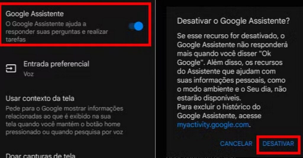 Third step to disable Google Assistant