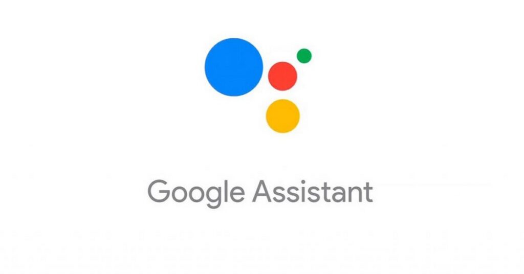 Image containing the Google Assistant logo, with a white background and circles in blue, yellow, red and green