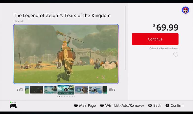 Gambar layar pembelian e-shop Nintendo Switch 2