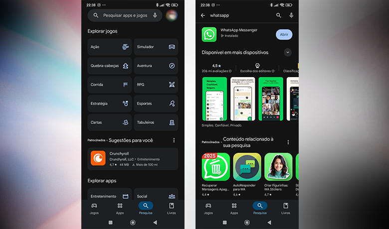 Capturas de pantalla que muestran más detalles sobre cómo abandonar grupos de WhatsApp.