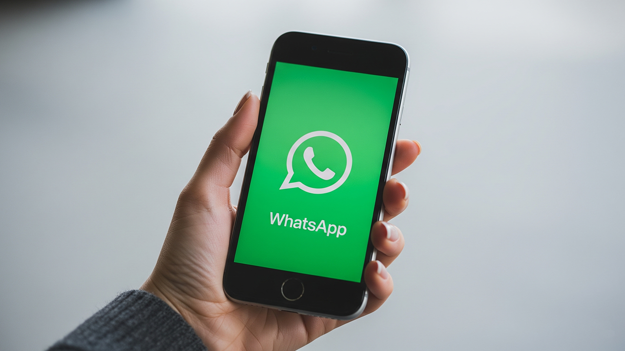 Una mano que sostiene un teléfono móvil con el símbolo de WhatsApp en la pantalla muestra cómo abandonar un grupo de WhatsApp sin que nadie se dé cuenta.